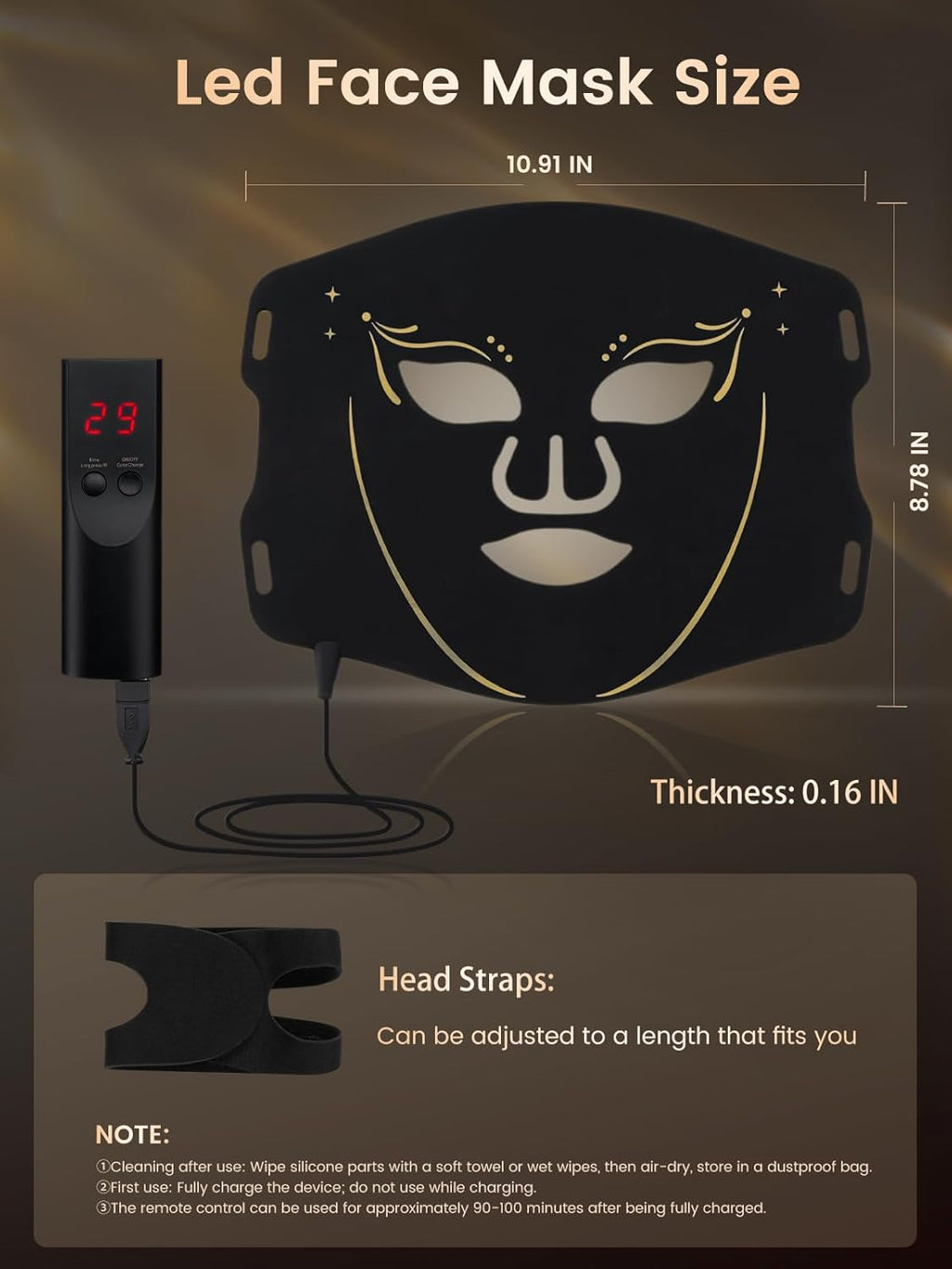 Morfone Red Light Mask , 7-Color LED Face Mask with 5 Brightness, Timer for Home Use Working Travel Yoga