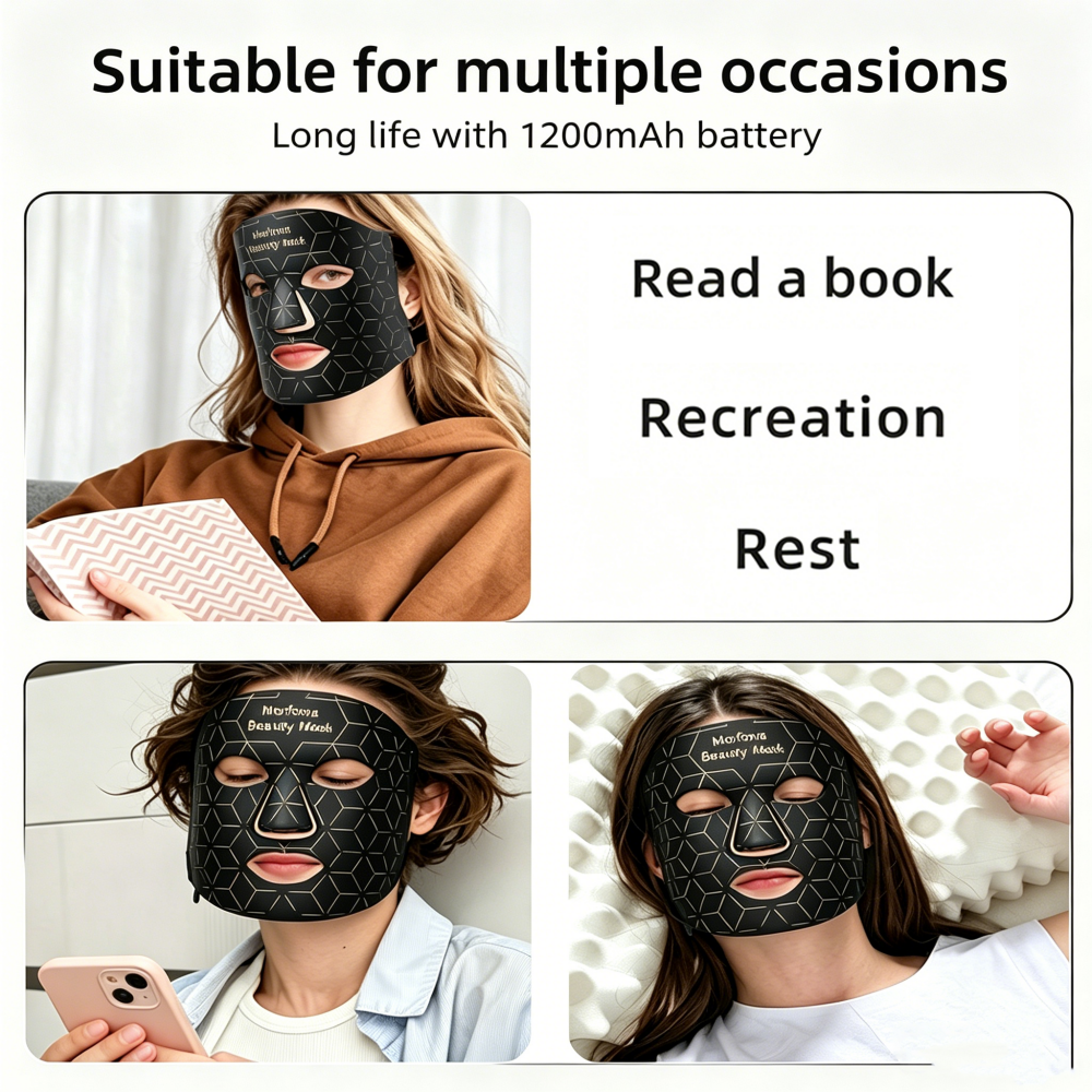 Morfone  7-in-1 LED Face Mask Light Therapy Mask  Rechargeable Face Care Device