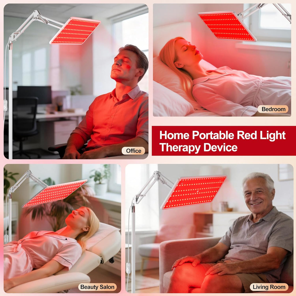 Morfone Red Light Lamp for Body Face,660nm 850nm 940nm Infrared Light device with Large Panel and Adjustable Stand, Gift for Women Mom Men,White