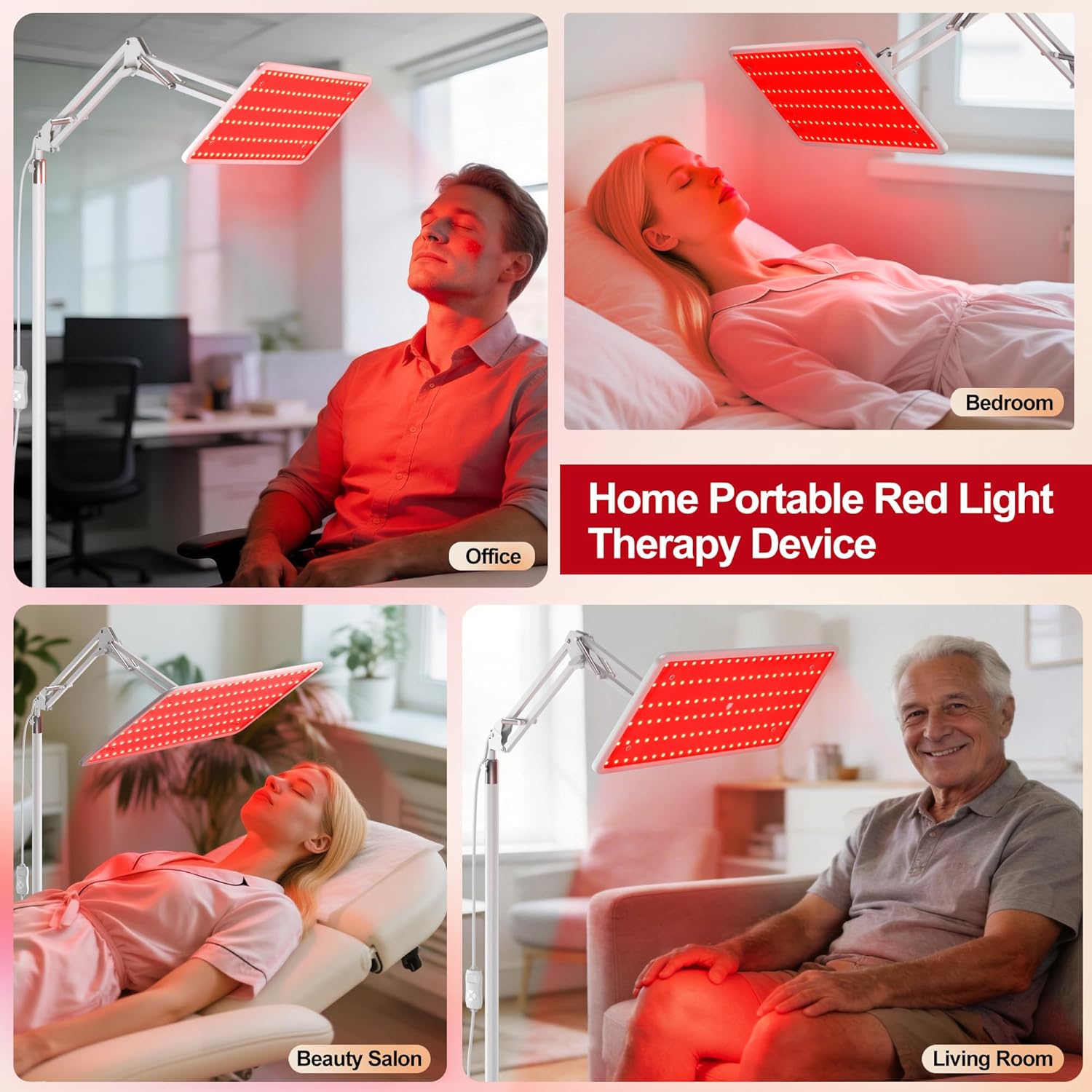 Morfone Red Light Lamp for Body Face,660nm 850nm 940nm Infrared Light device with Large Panel and Adjustable Stand, Gift for Women Mom Men,White