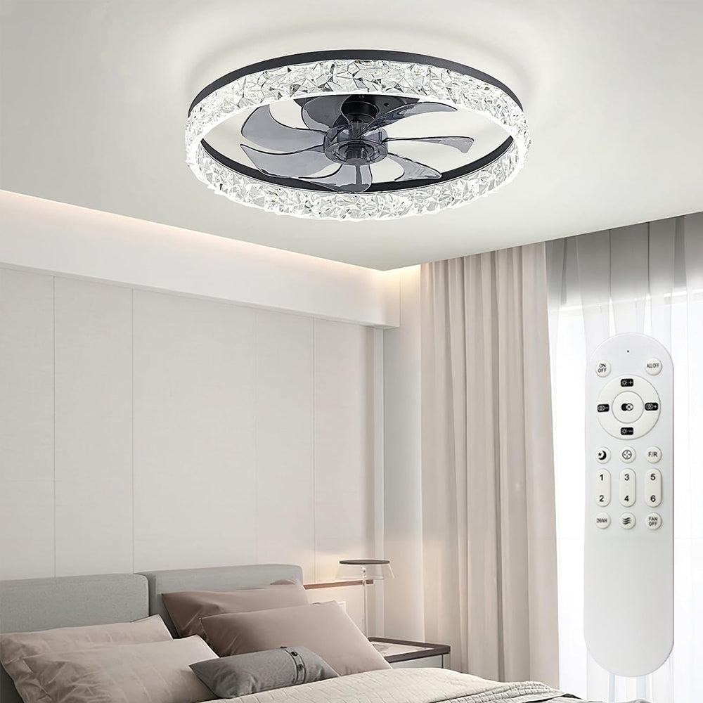 Beichen 20 Inch Ceiling Fan with Light, Dimmable Flush Mount Fandelier, Stepless Color Temperature, 6 Speeds, Remote Control for Bedroom, Living Room & Kitchen