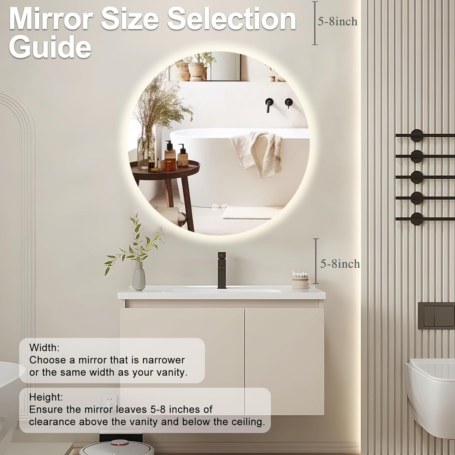 Anoak Round Black Mirror, 30 Inch Circle Black Mirror, Metal Frame Round Wall Mounted Mirrors for Bathroom, Living Room, Bedroom, Entryway, Vanity