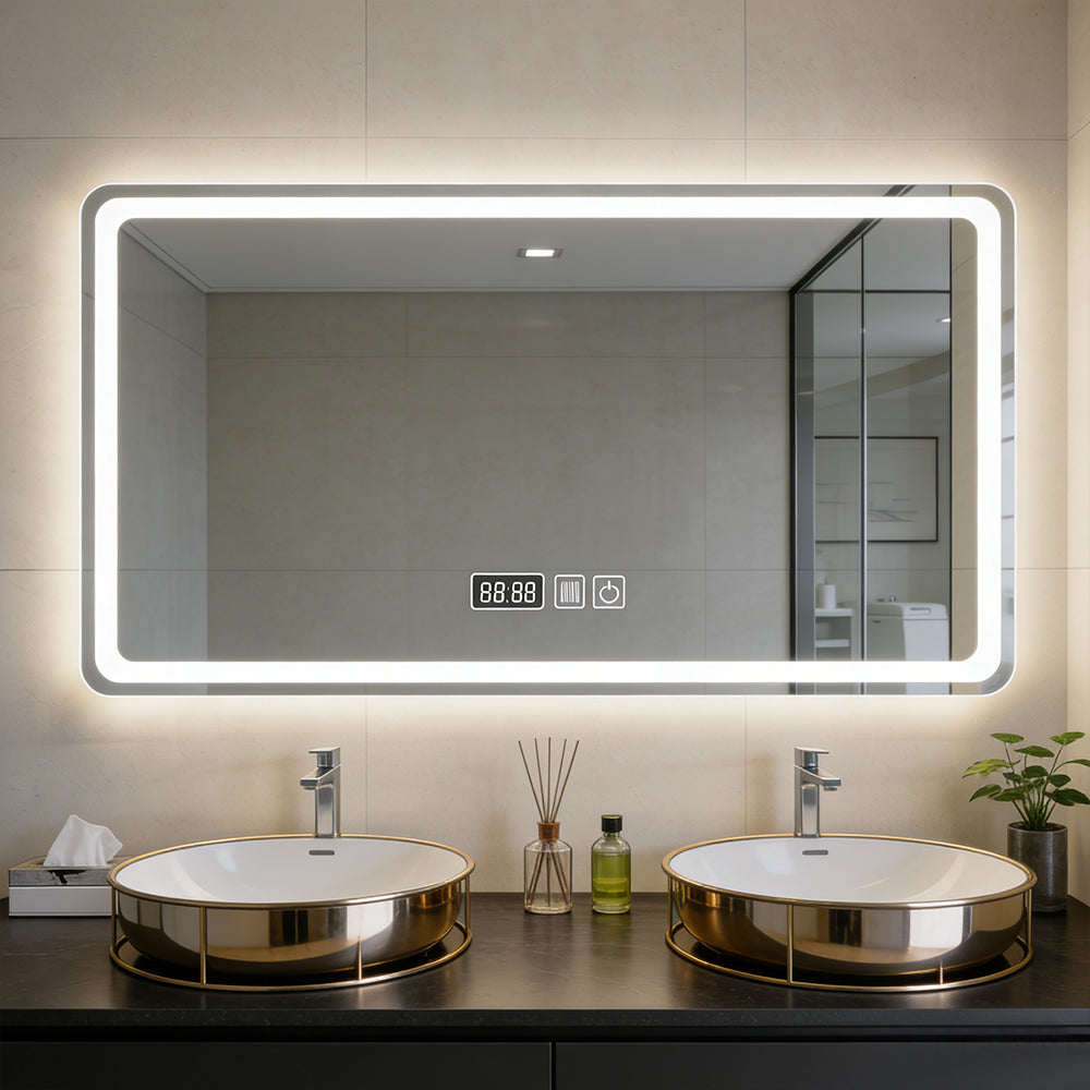 Morfone 31 inch Three Color Temperature Anti Fog Shatterproof LED Wall Mounted Bathroom Mirror