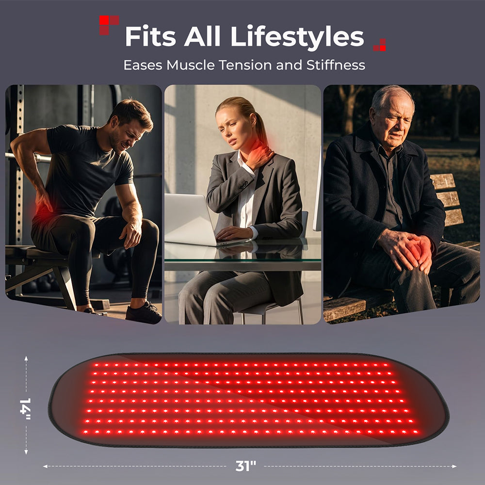 Morfone 31×14 Inch 240LED Red Light Therapy Mat 660nm 880nm Light Therapy Mat with Timer & Controller