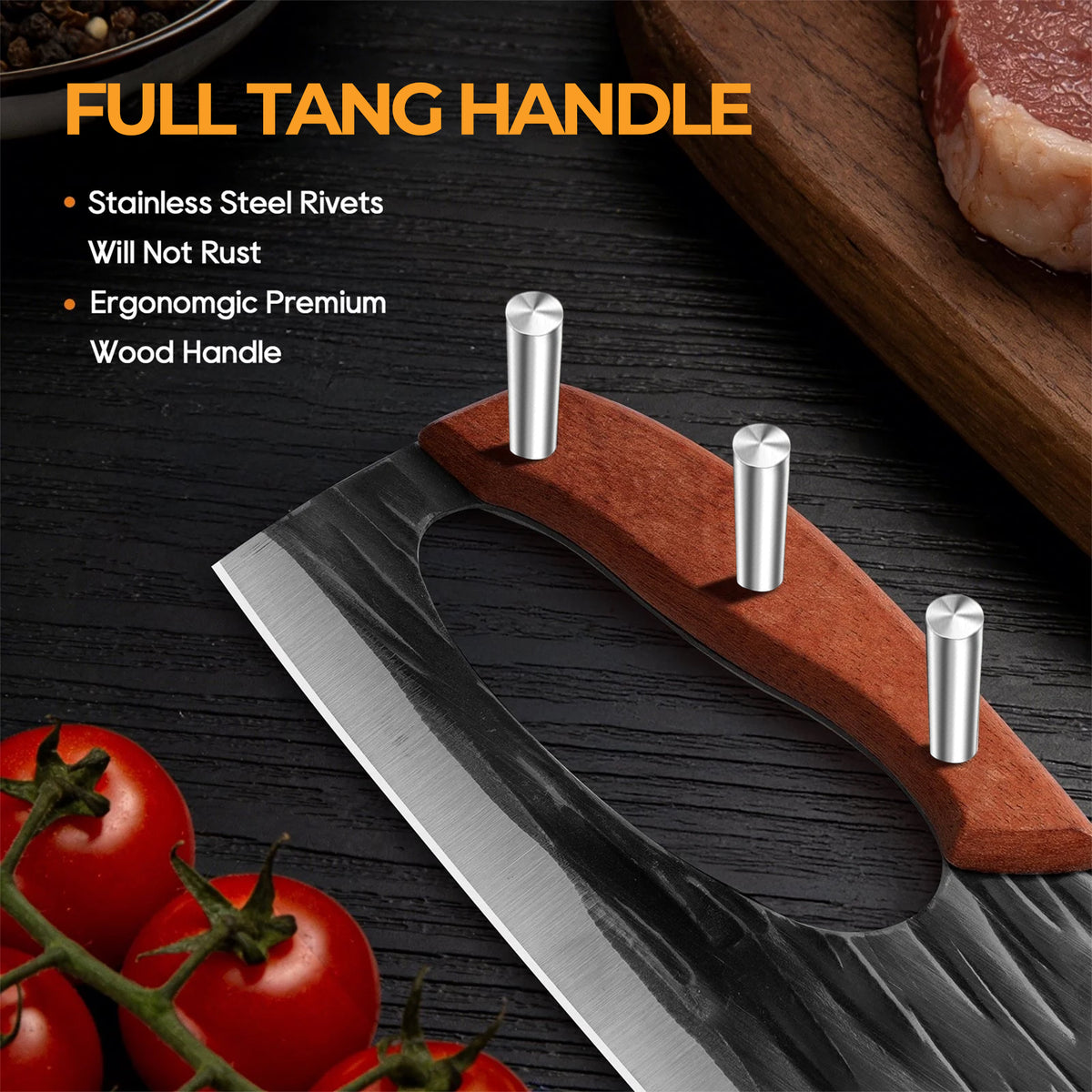 ACMETOP Chef Knife, High Carbon Steel Kitchen Knife for Meat Cutting, Slicing, Camping, BBQ – Essential Kitchen Tool