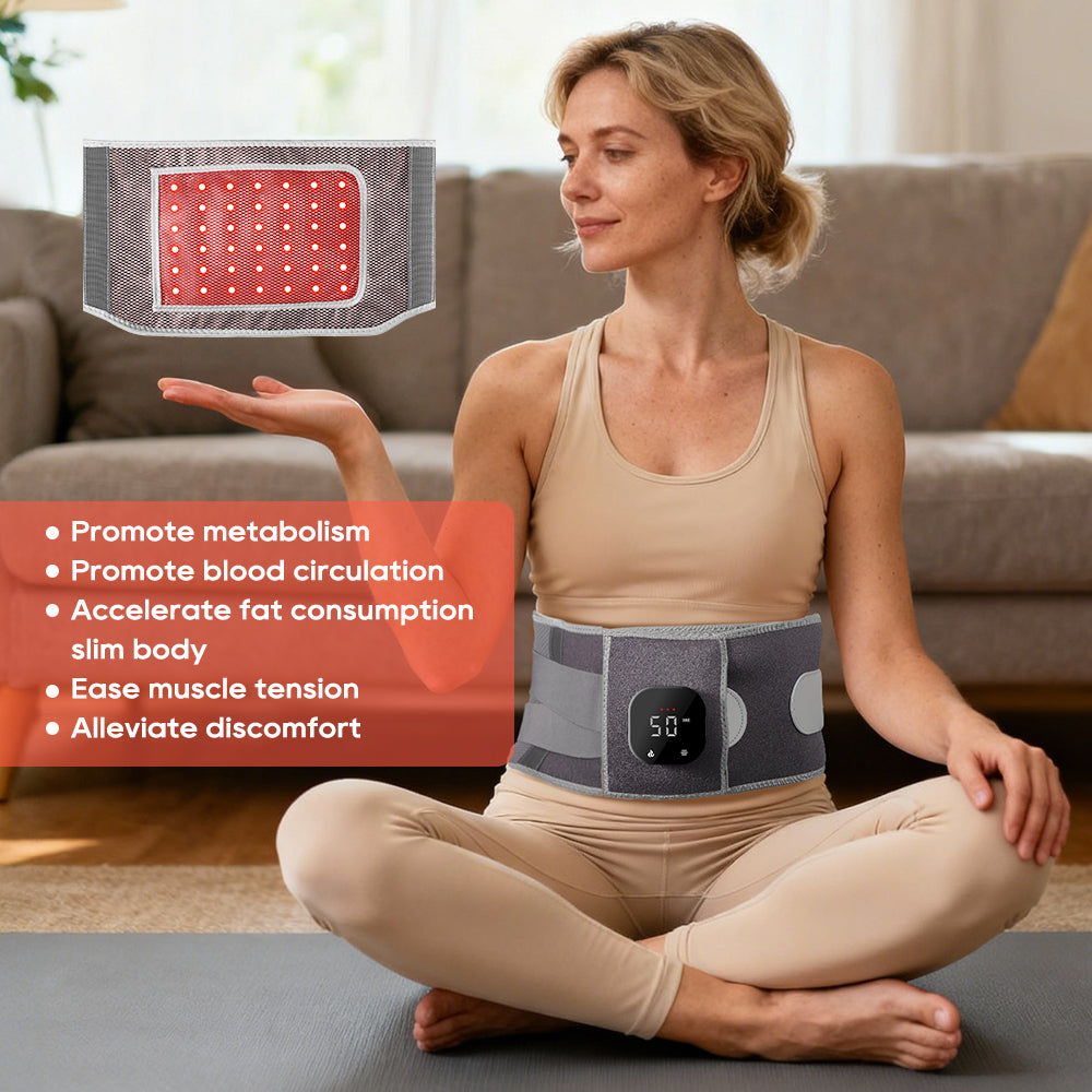 Morfone 660nm Wireless Red Light Therapy Belt. Features timer settings and three adjustable intensity levels—suitable for full-body use