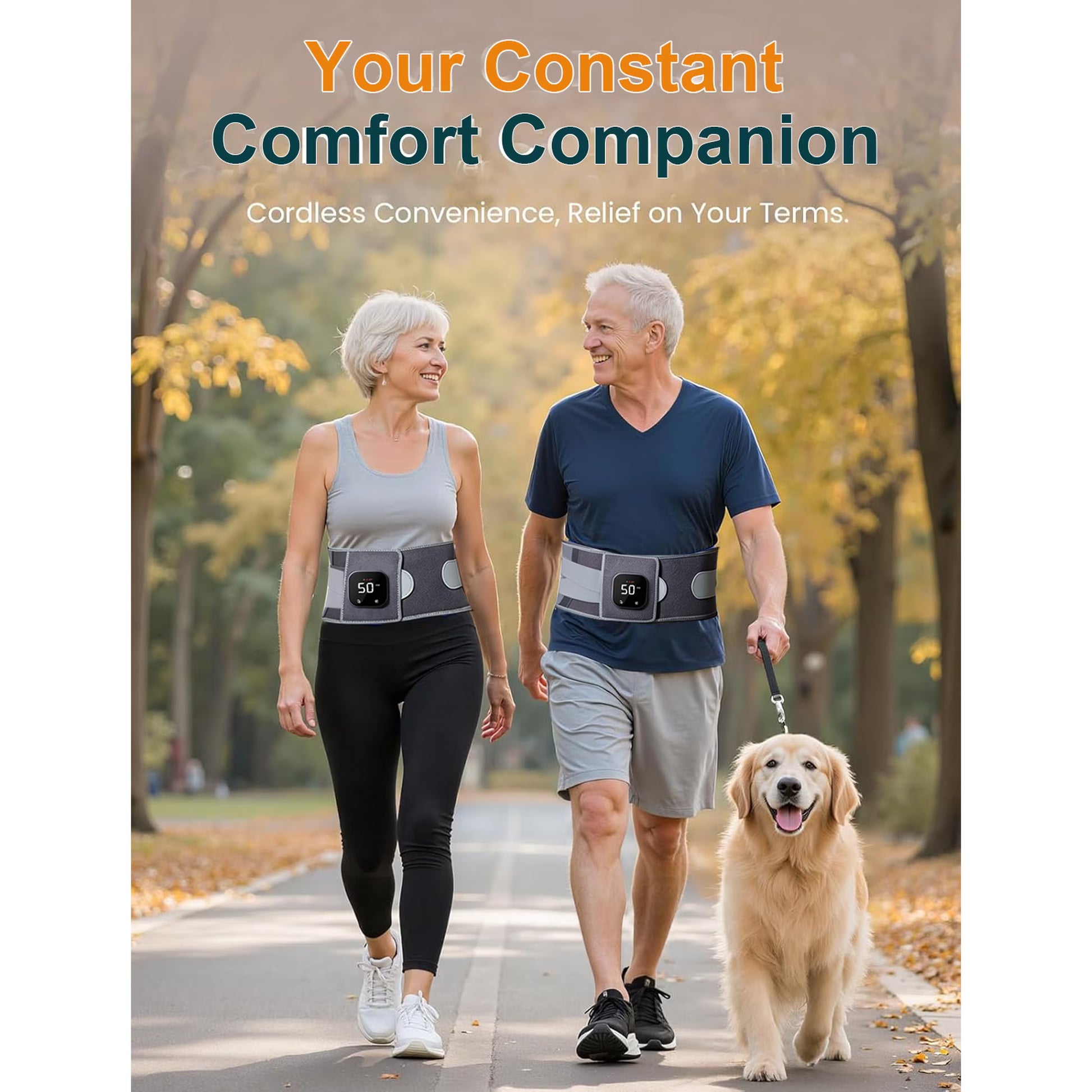 Morfone Cordless Heating Pad Belt for Lower Back Support, Red Light Belt for Body, 660nm & 850nm Infrared Light Lumbar Back Wrap, Gift for Women Men Mom Dad