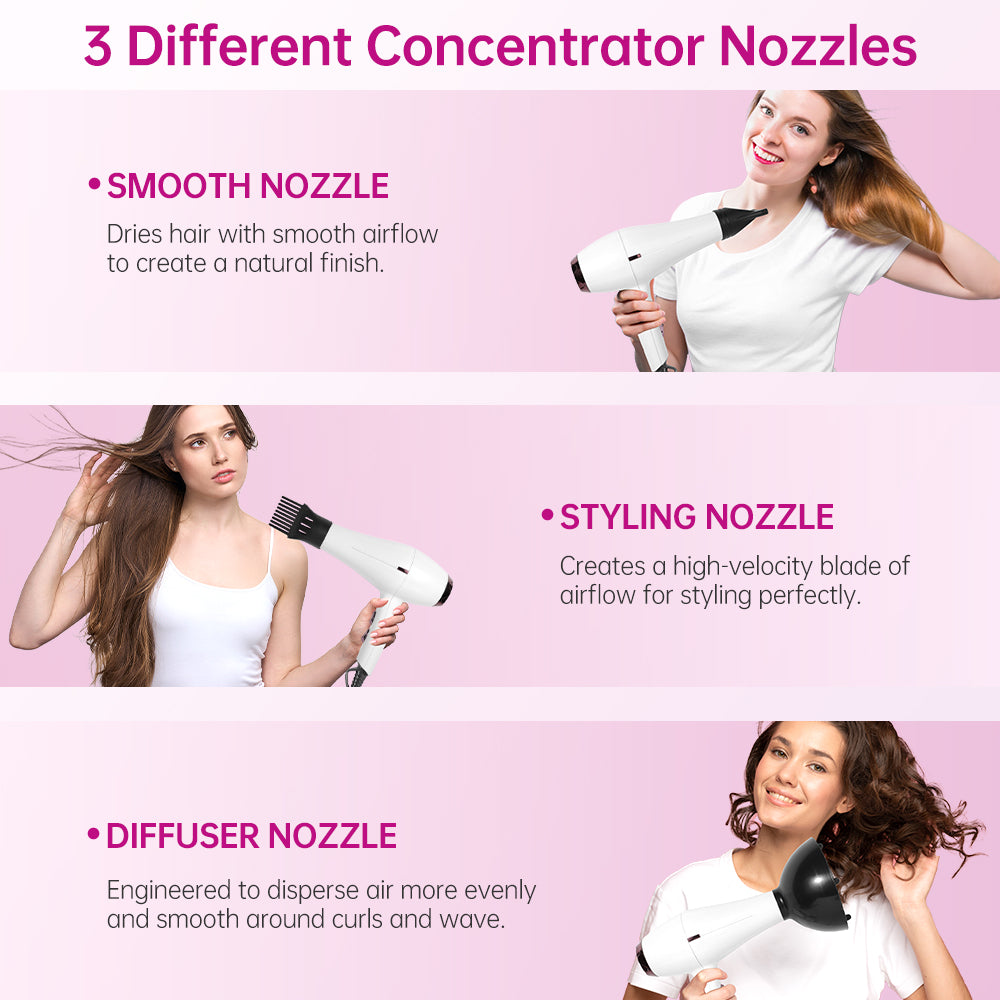 Morfone 12pcs-in-1 Hair Drying Set - Hair Dryer. Quickly dries hair - Compact and portable, suitable for the whole family - Gift set