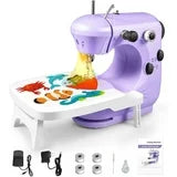 Mini Sewing Machine with Extension Table, Dual Speed Portable Sewing Machine for Beginners with Light, Sewing Kit for Household Use, Blue(Green)