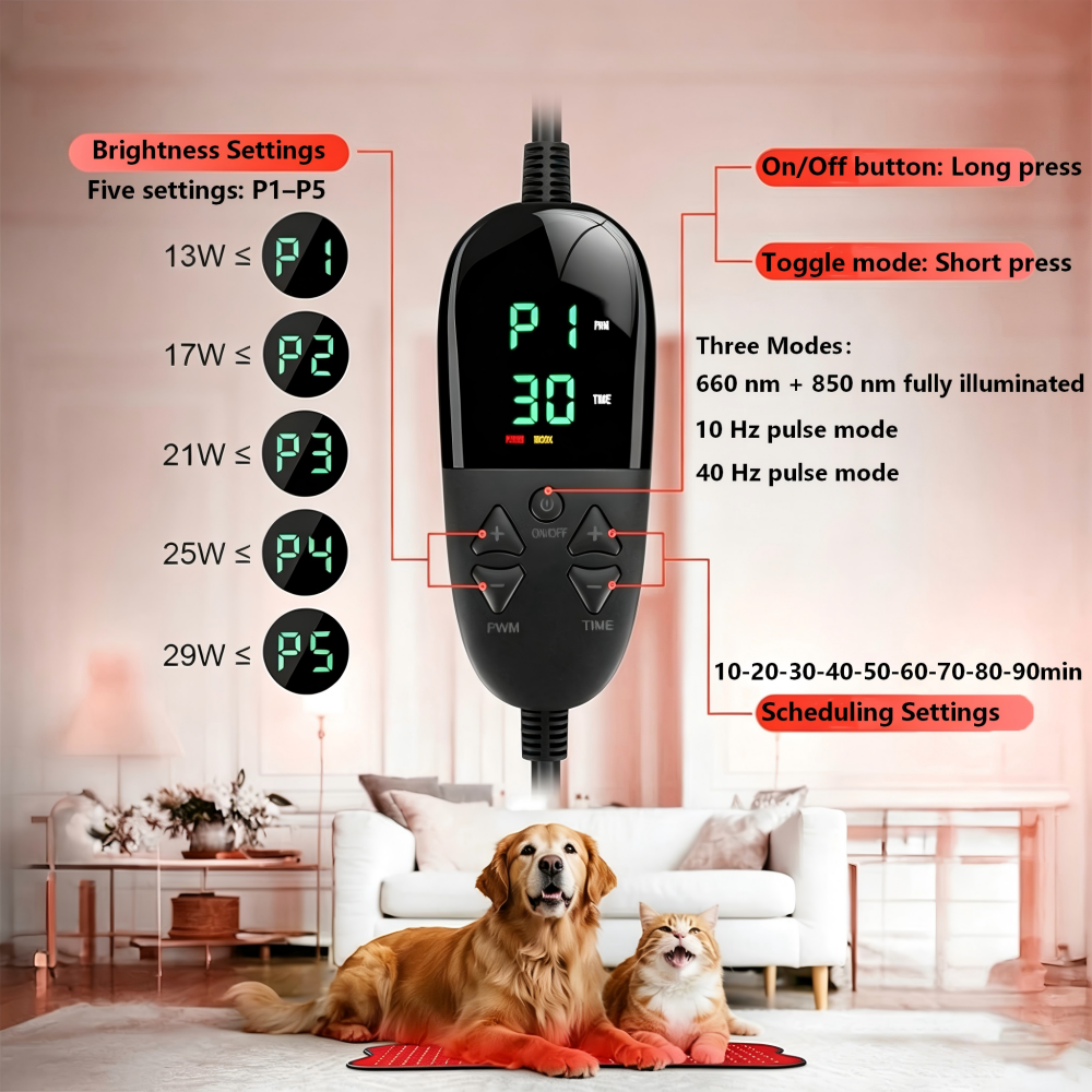 Morfone 31x14in 660nm+850nm Near Infrared Red Light Therapy Pad  210 LED High PowerTherapy Mat