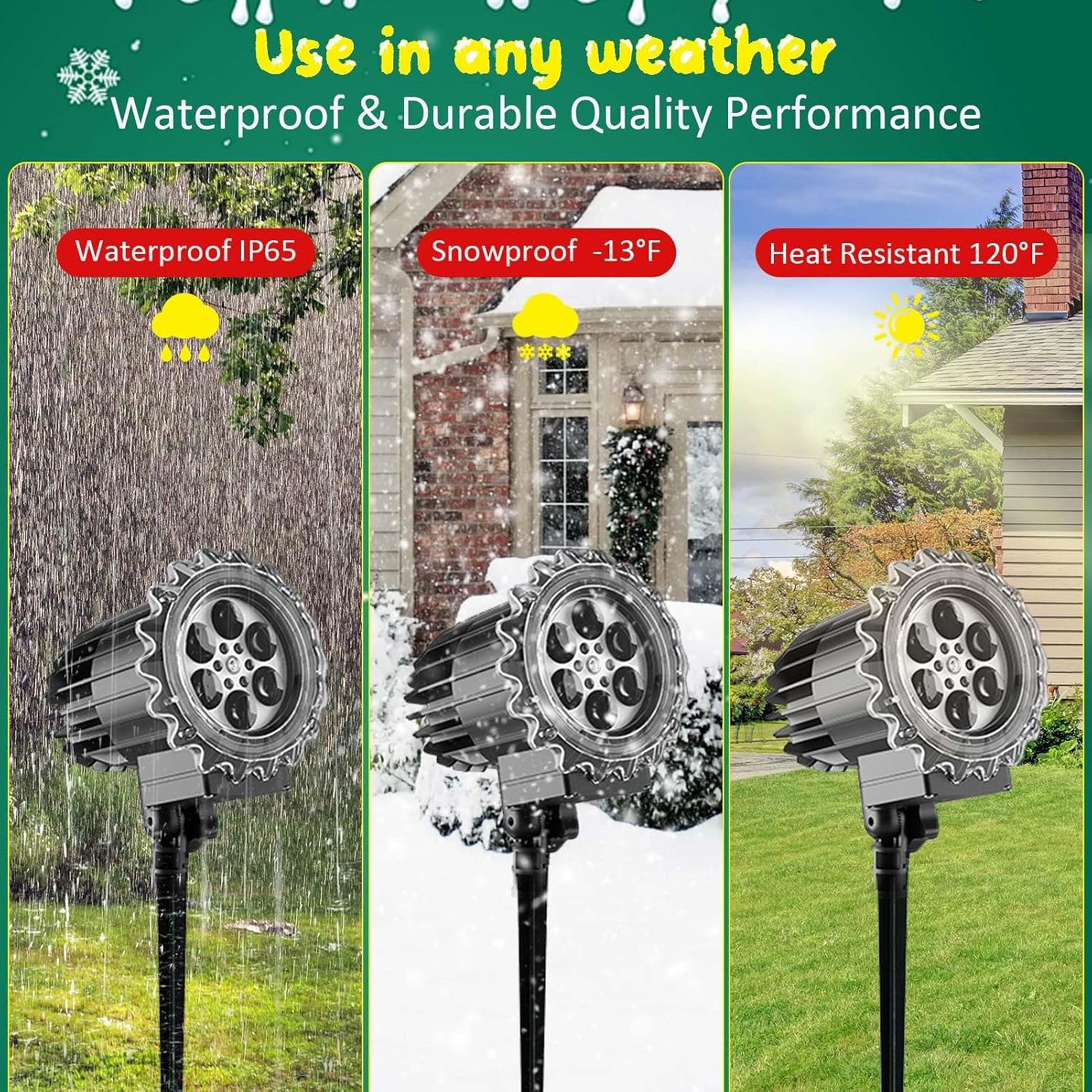 ACMETOP Christmas Projector Lights Outdoor, 3D Snowflake LED Projector Lights, IP65 Waterproof 9W High Brightness Outdoor Indoor for Christmas, New Year, Birthday Party and Garden Decoration