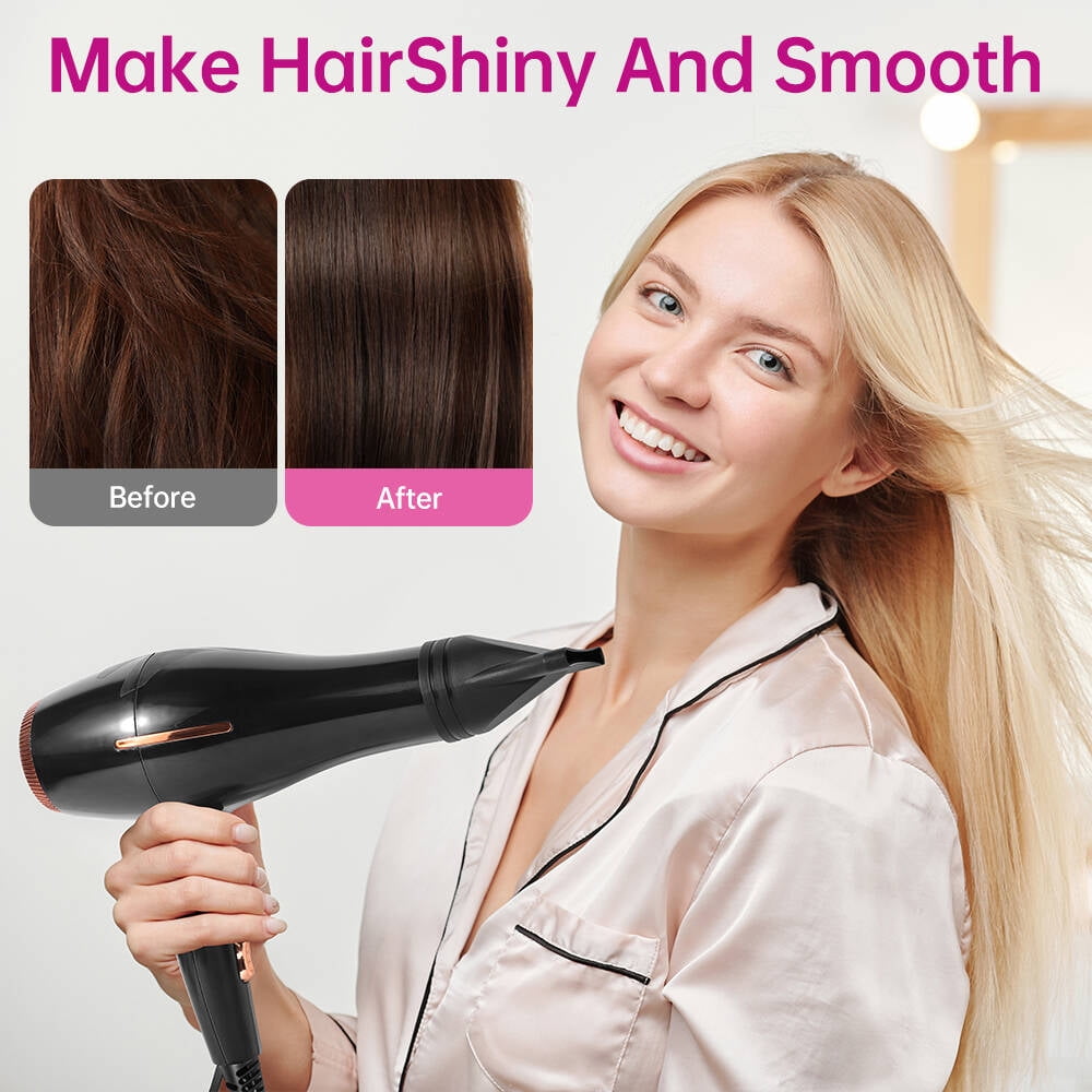 Morfone Hair Dryer, Professional Negative Ionic Thermo-Control Blow Dryer with Hair Diffuser & Nozzle, Black
