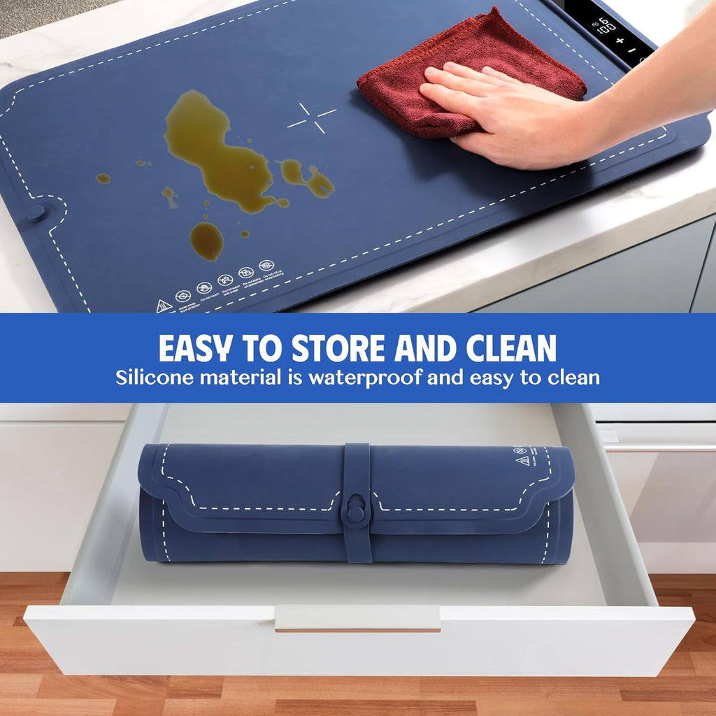 ACMETOP Food Warming Mat, Portable Silicone Electric Warming Tray, Versatile Full Surface 10s Heating Food Warmer with 7 Level Temperature & Timer for home dinner, Parties, Buffets andTravel (Beige)