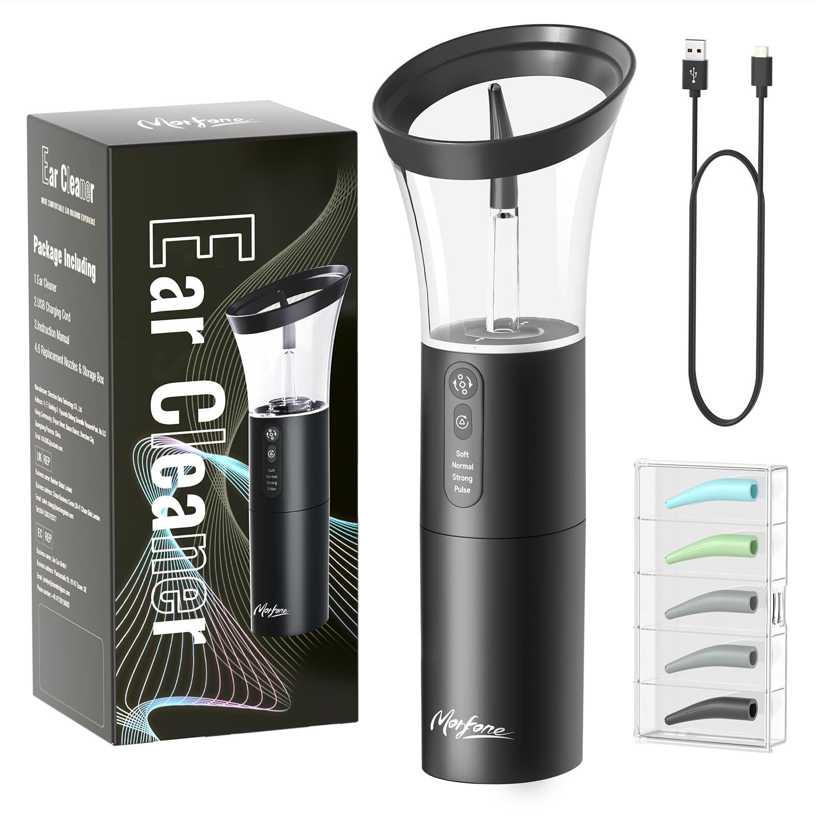 Morfone 4 Modes Electric Ear Cleaner with 5 Nozzles Ear Cleaner Ear Cleaning Kit Ear