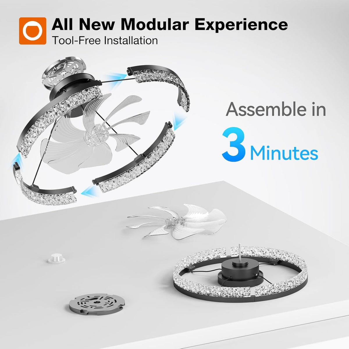 20" Ceiling Fans with Lights and Remote, Low Profile Fandelier