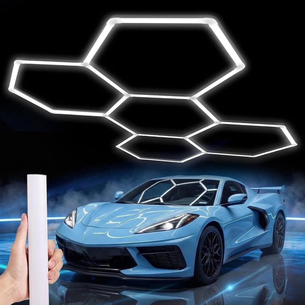 Hexagon 5000K LED Garage Lights: 25 Pack 1.31-inch Wider Size,26300LM Super Bright Hex Lighting Ceiling LED Shop Light for Garage, Car Detailing, Workshop, Warehouse, Gym, Basement