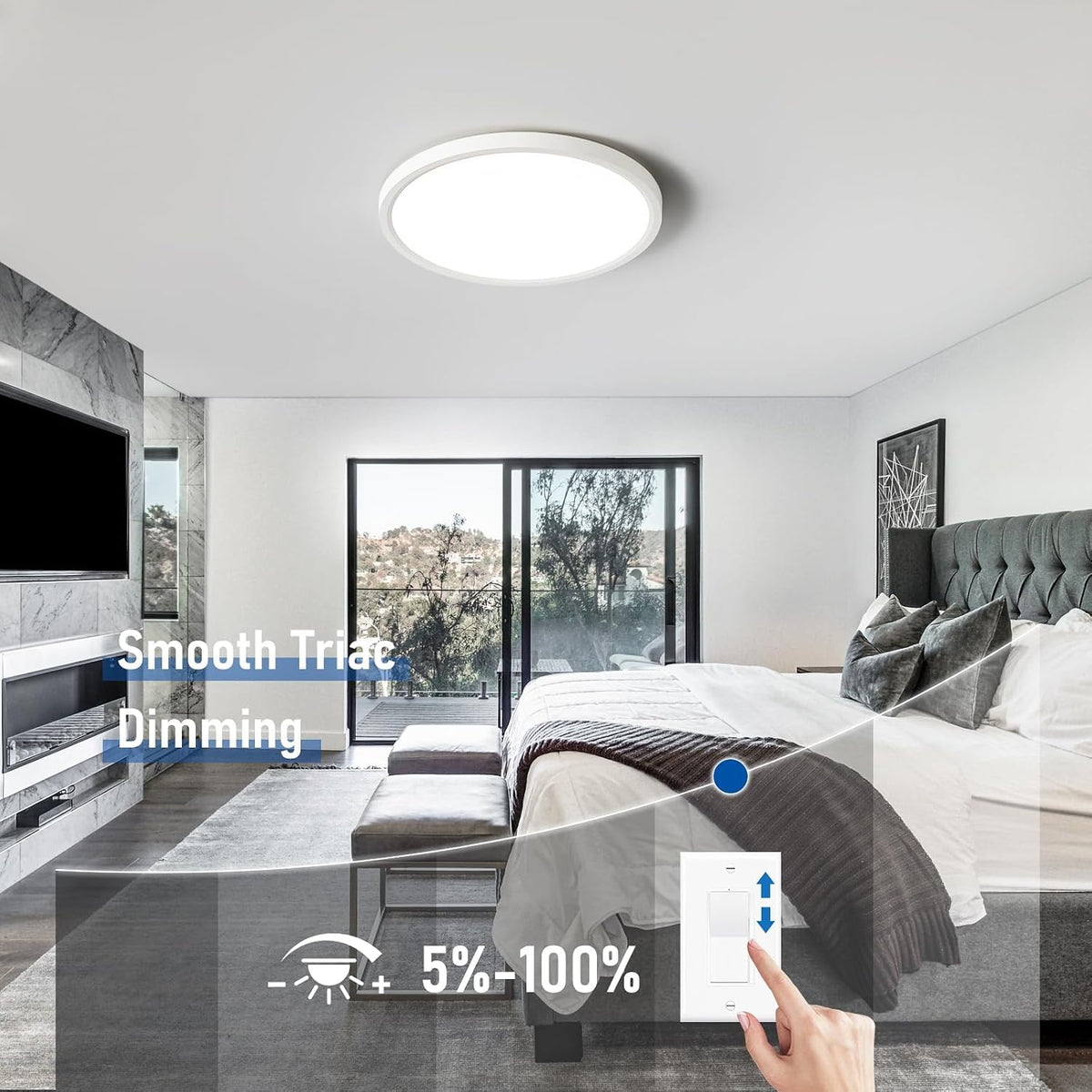 6 Pack 12 Inch Hardwired Dimmable LED Flush Mount Ceiling Light Fixtures, 24W 2640LM 3000K/4000K/5000K, House Upgrade Led Lights for Bedroom Hallway Laundry Room Rental Units