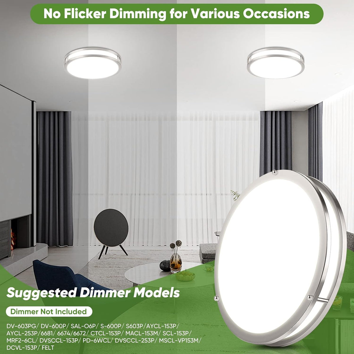 36W LED Ceiling Lights 3600lm Super Bright, Flush Mount Light Fixtures