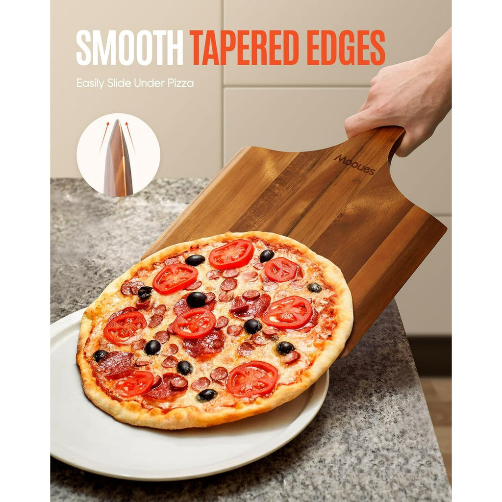 Morfone Pizza Peel 12 inch, Wood Pizza Board Wooden Pizza Paddle Spatula Oven Accessory for Baking Homemade Pizza, Wood Cutting Board for Cheese Bread Fruit Vegetables