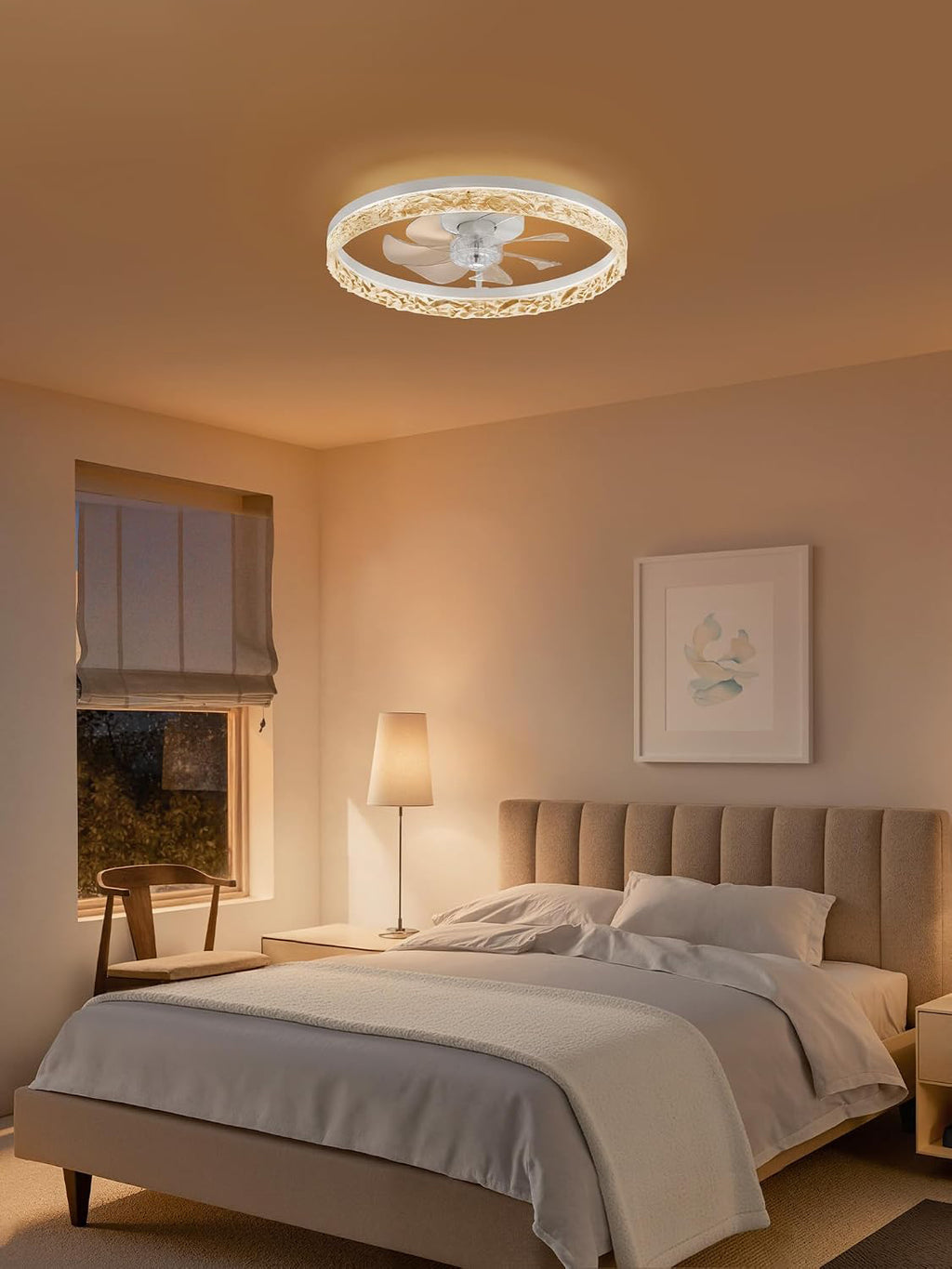 20" Modern Ceiling Fans with Lights and Remote, White Fandelier