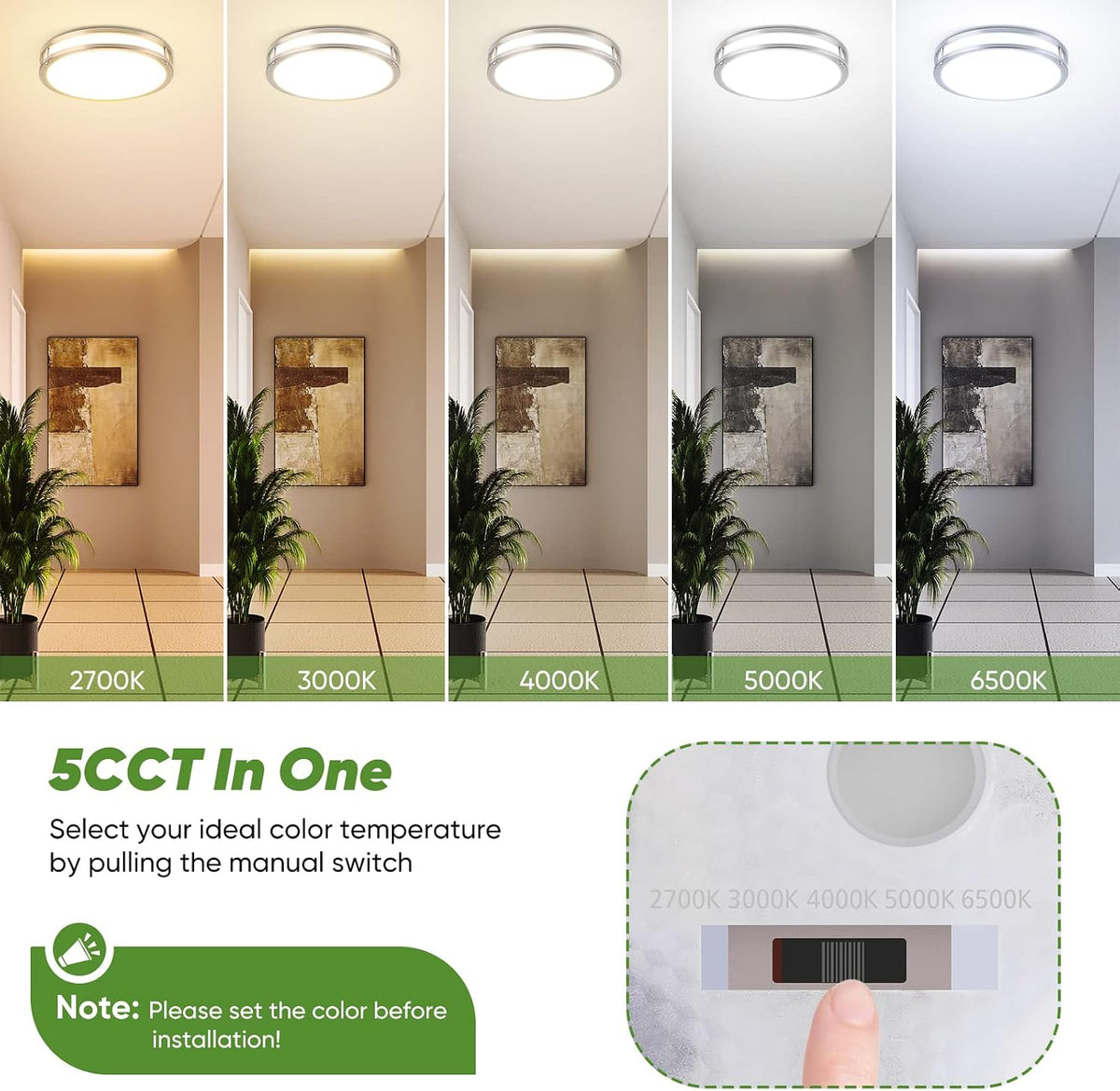 36W LED Ceiling Lights 3600lm Super Bright, Flush Mount Light Fixtures
