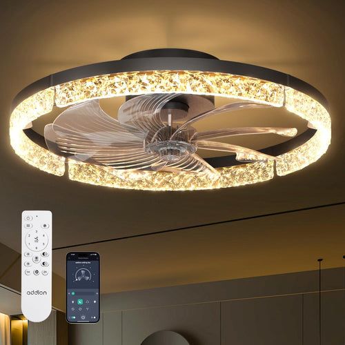 20" Ceiling Fans with Lights and Remote, Low Profile Fandelier