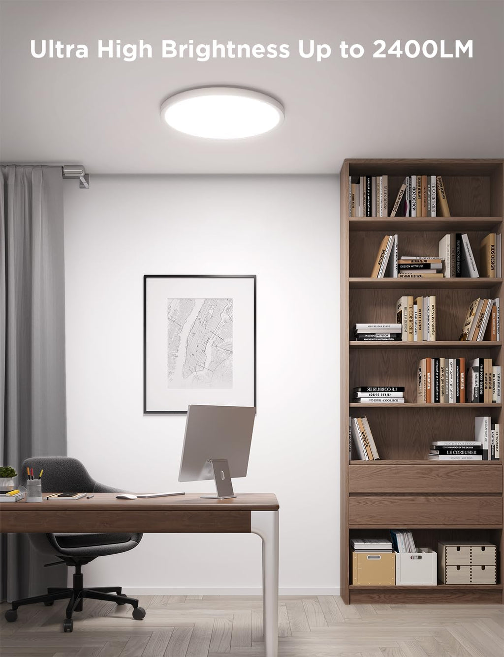 Smart Ceiling Light, 2400LM 2700K-6500K 12 Inch 1 Pack White