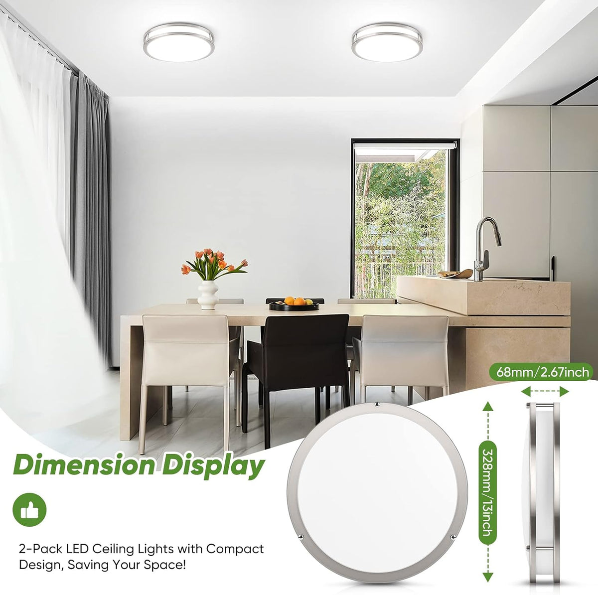 36W LED Ceiling Lights 3600lm Super Bright, Flush Mount Light Fixtures