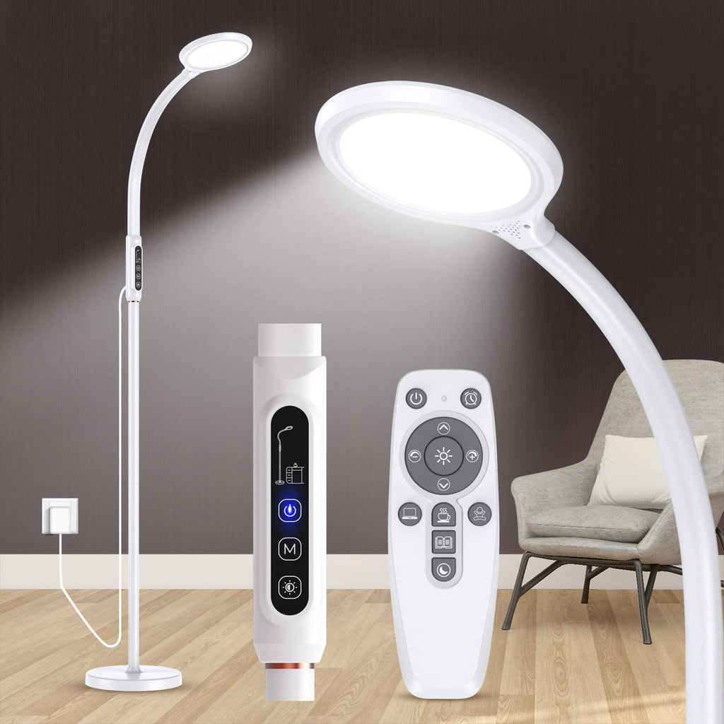 Morfone LED Full-Spectrum Happy Therapy Lamp. 10 adjustable brightness non-UV sunlight lamps, retractable floor-mounted phototherapy lamp