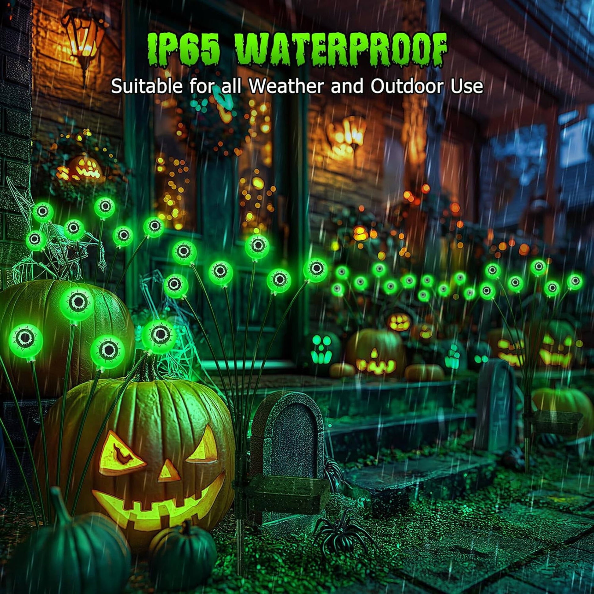 ACMETOP Halloween Decorations Outdoor, 2 Pack 12 LED Scary Eyeball Solar Halloween Lights, 2 Mode Waterproof Swaying Outside Decor, Solar Light Decorations for Garden Yard Party