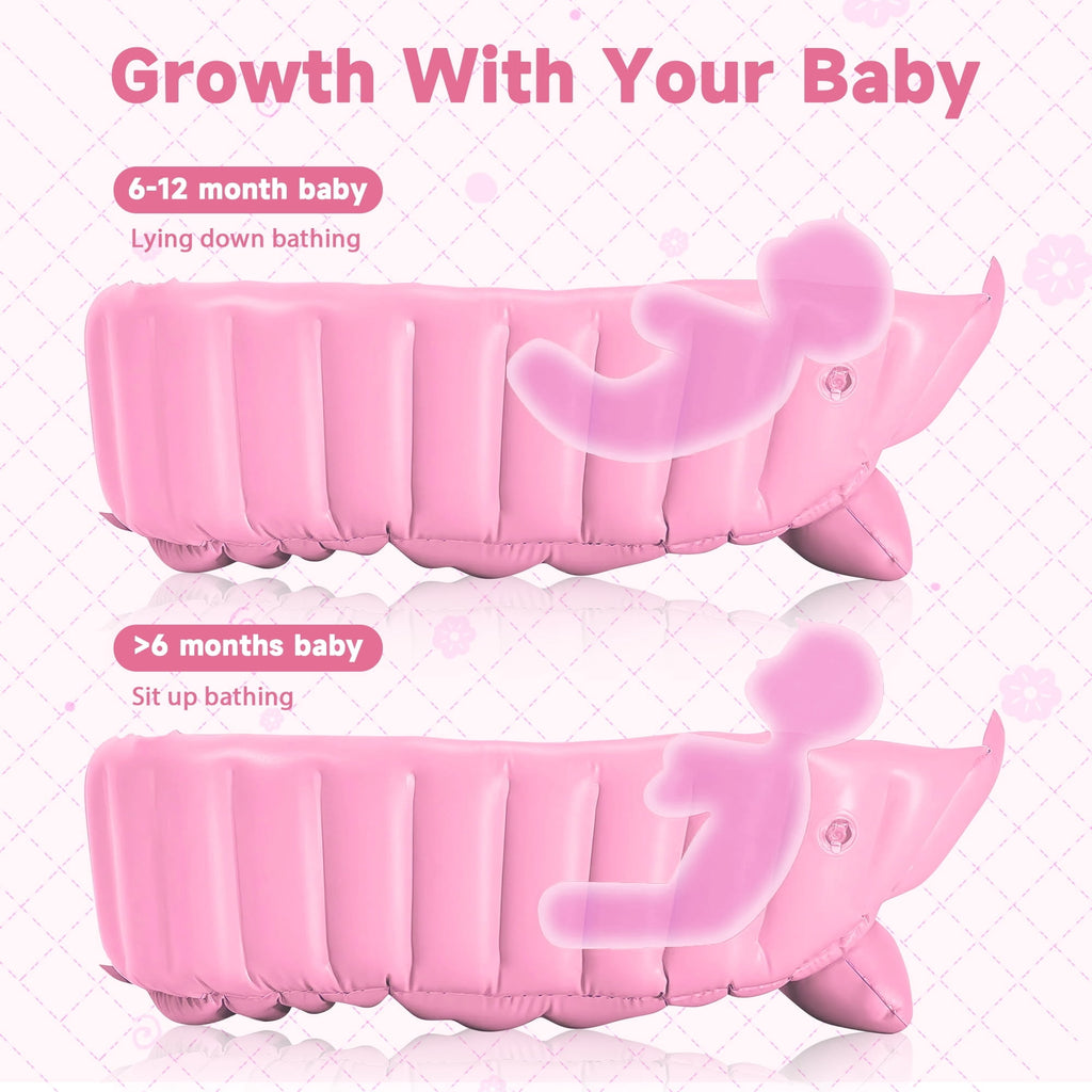Anoak Inflatable Baby Bathtub for Newborn to Toddler, Portable Travel Infant Baby Bath Tub, Toddler Bathtub with Air Pump, Foldable Non-Slip Shower Basin Collapsible Baby Tub