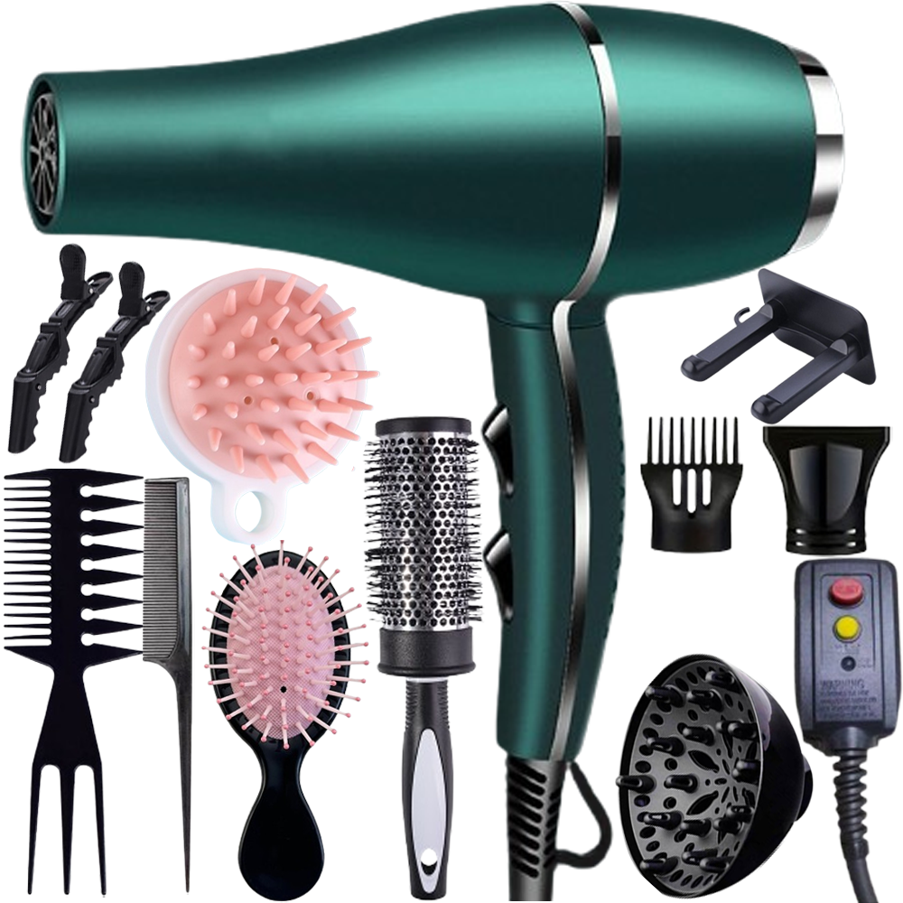 Morfone 12pcs-in-1 Hair Drying Set - Hair Dryer. Quickly dries hair - Compact and portable, suitable for the whole family - Gift set