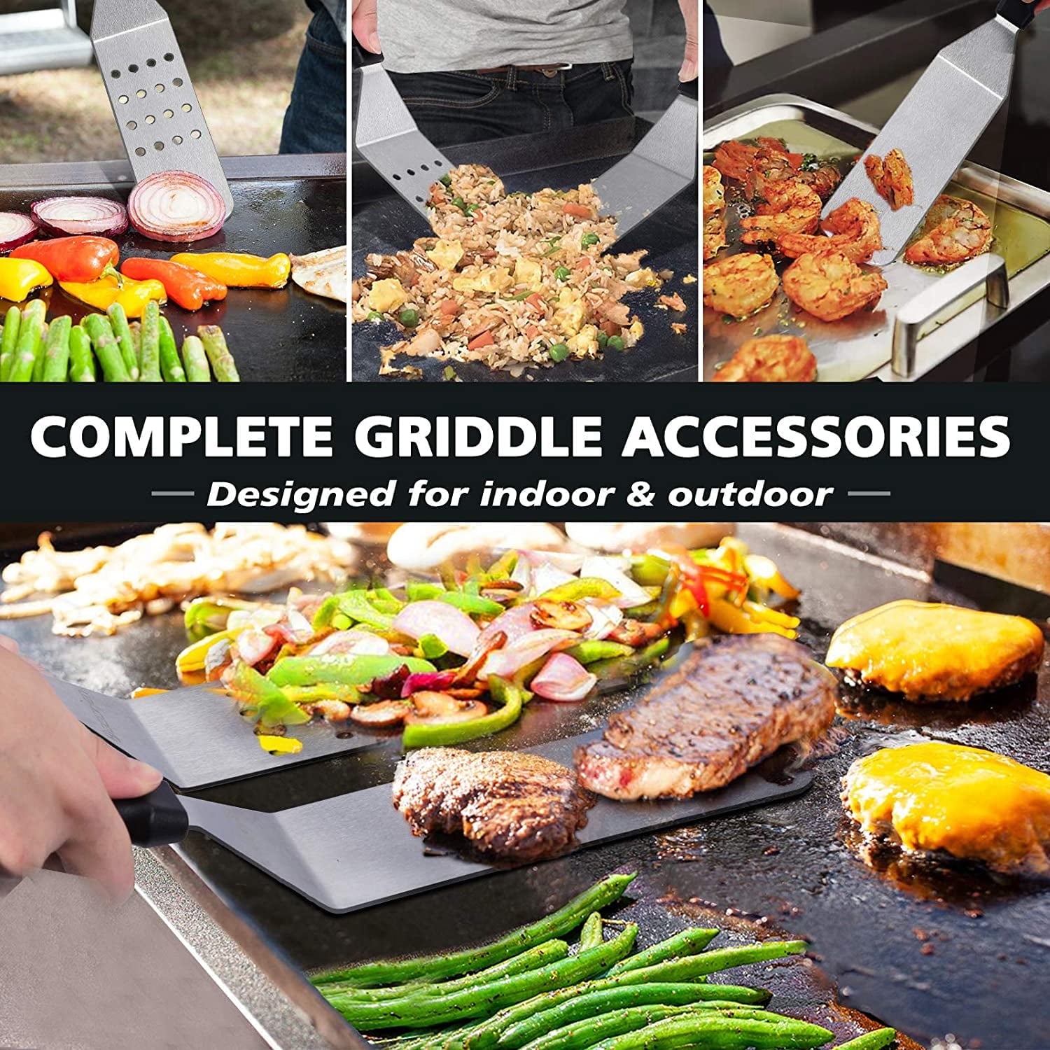 ACMETOP 14 PCS Griddle Accessories Kit, Professional Flat Top Grill Tools for Blackstone and Camp Chef, Grill Spatula for Outdoor BBQ and Camping