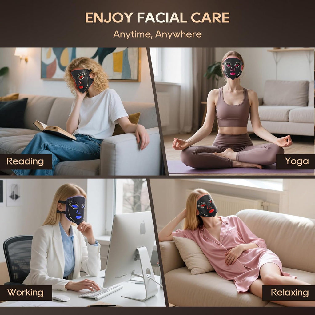 Morfone Red Light Therapy for Face, 4 Modes Led Face Mask Light Therapy with Remote, Portable Light Therapy Mask for Skin Care at Home, Travel