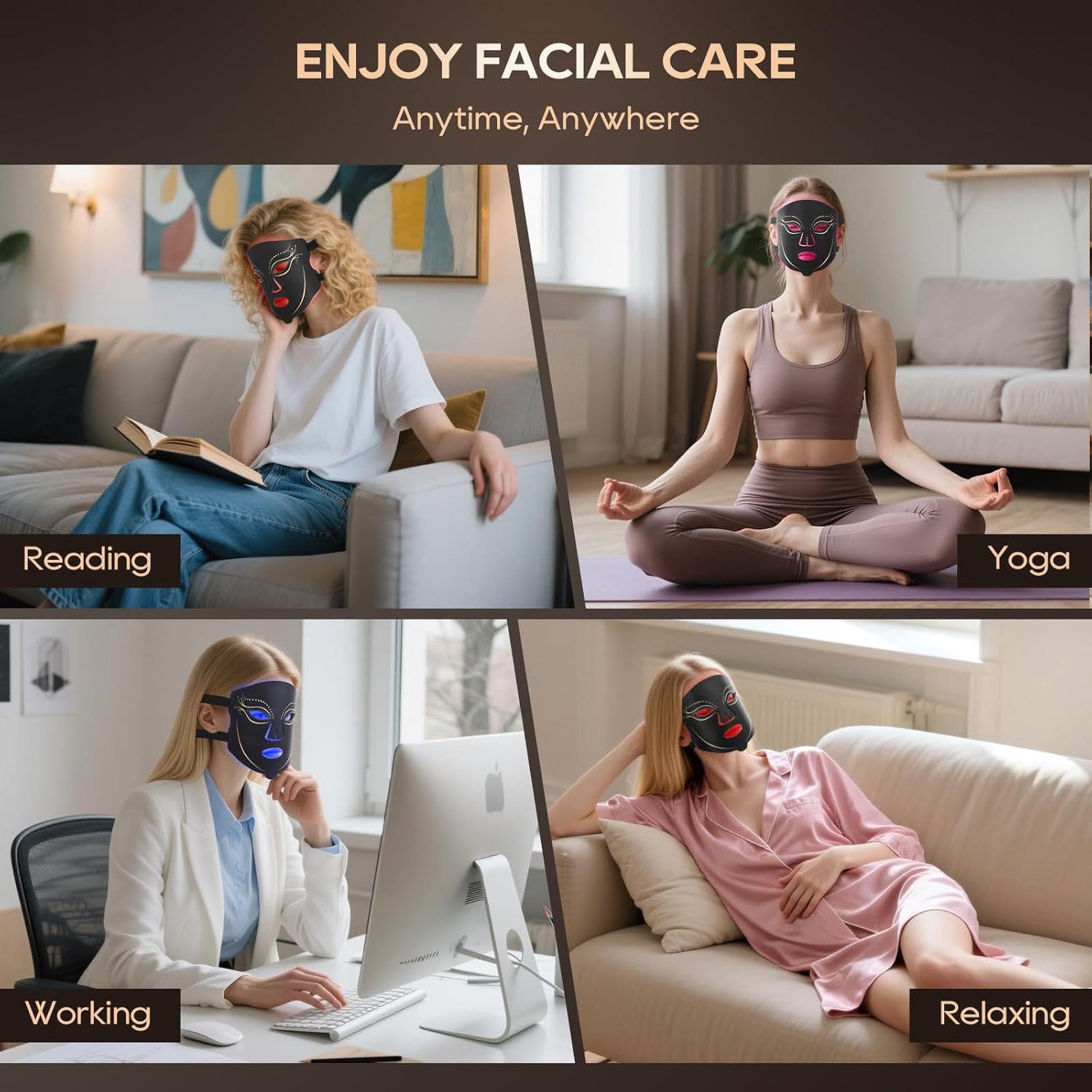 Morfone Red Light Therapy for Face, 4 Modes Led Face Mask Light Therapy with Remote, Portable Light Therapy Mask for Skin Care at Home, Travel