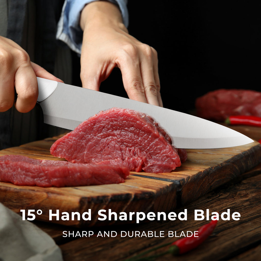 Mooues Home Kitchen 7-Piece Stainless Steel Set with Cutting Board, Small Kitchen Knife, Scissors, Melon Slicer & Fruit Knife Combo Set