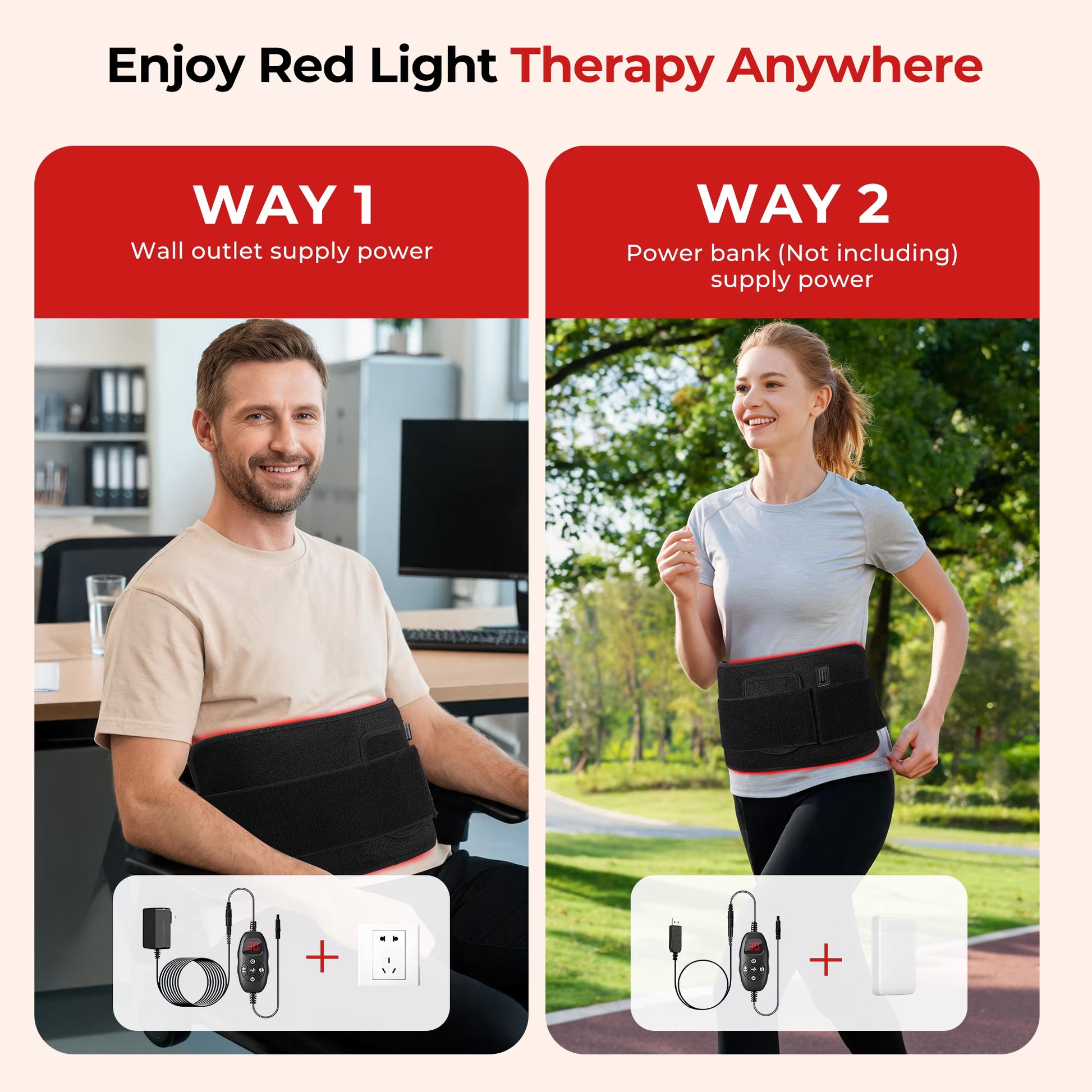 Morfone Red Light Pad for Body, 660nm 850nm Infrared Light Mat, Wearable Red Light Belt Wrap with Timer for Back Shoulder Waist Knee, Gift for Women Men Fathers Day