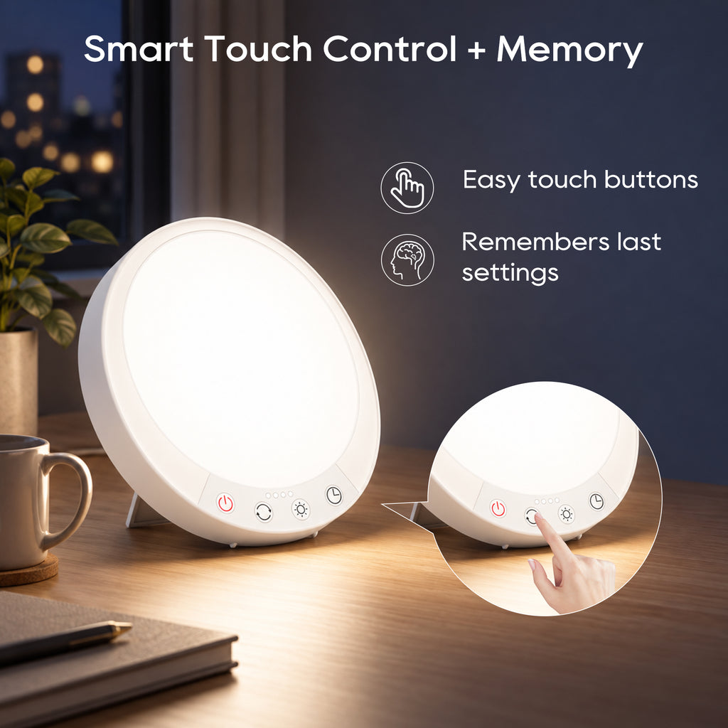 Morfone 10,000 Lux Uv-Free Sun Lamp, Full-Spectrum Happy Light Therapy Lamp For Seasonal Sad Relief And Winter Light Therapy