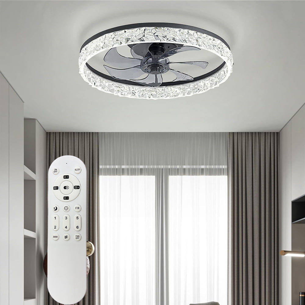 Beichen 20 Inch Ceiling Fan with Light, Dimmable Flush Mount Fandelier, Stepless Color Temperature, 6 Speeds, Remote Control for Bedroom, Living Room & Kitchen