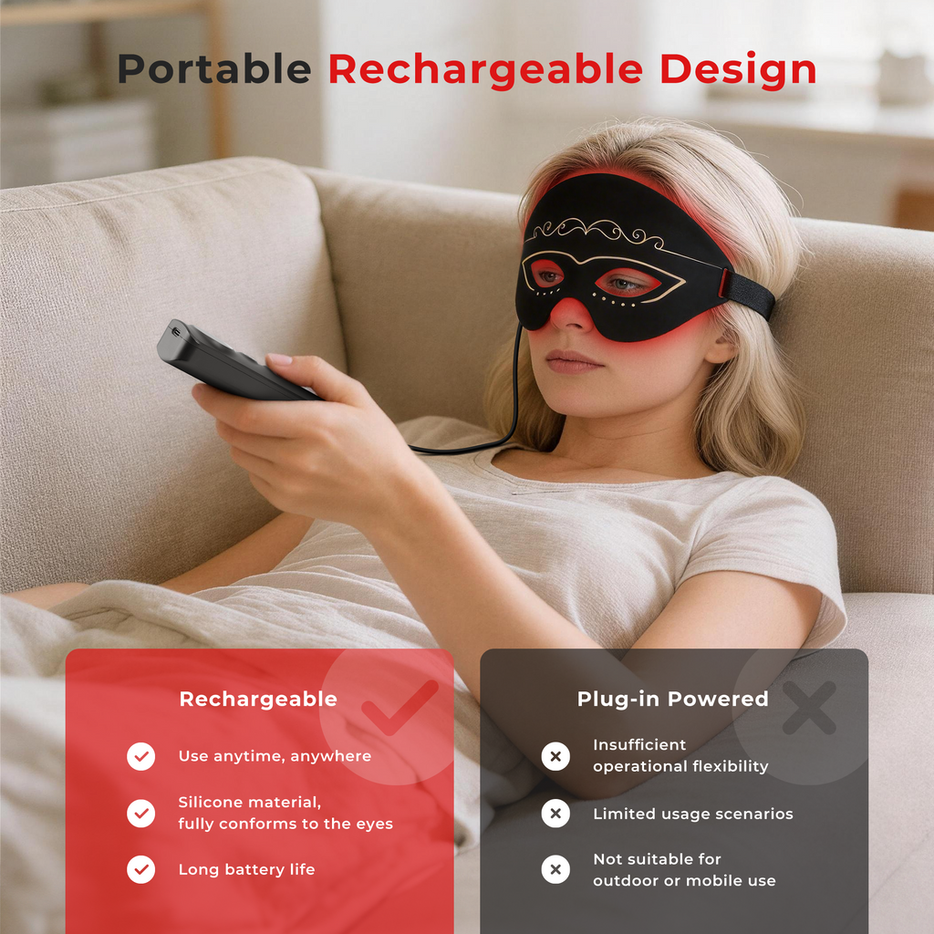 Morfone Reduces wrinkles around the eyes and relieves fatigue. Red light eye care mask with 3 modes, black, 1 piece