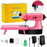 Mini Sewing Machine, Upgraded Electric Sewing Machine with Sewing Bag, Expansion Board, LED Light, Fast Stitch Suitable for Clothes,Jeans,Cutains,DIY Home Travel (Pink)