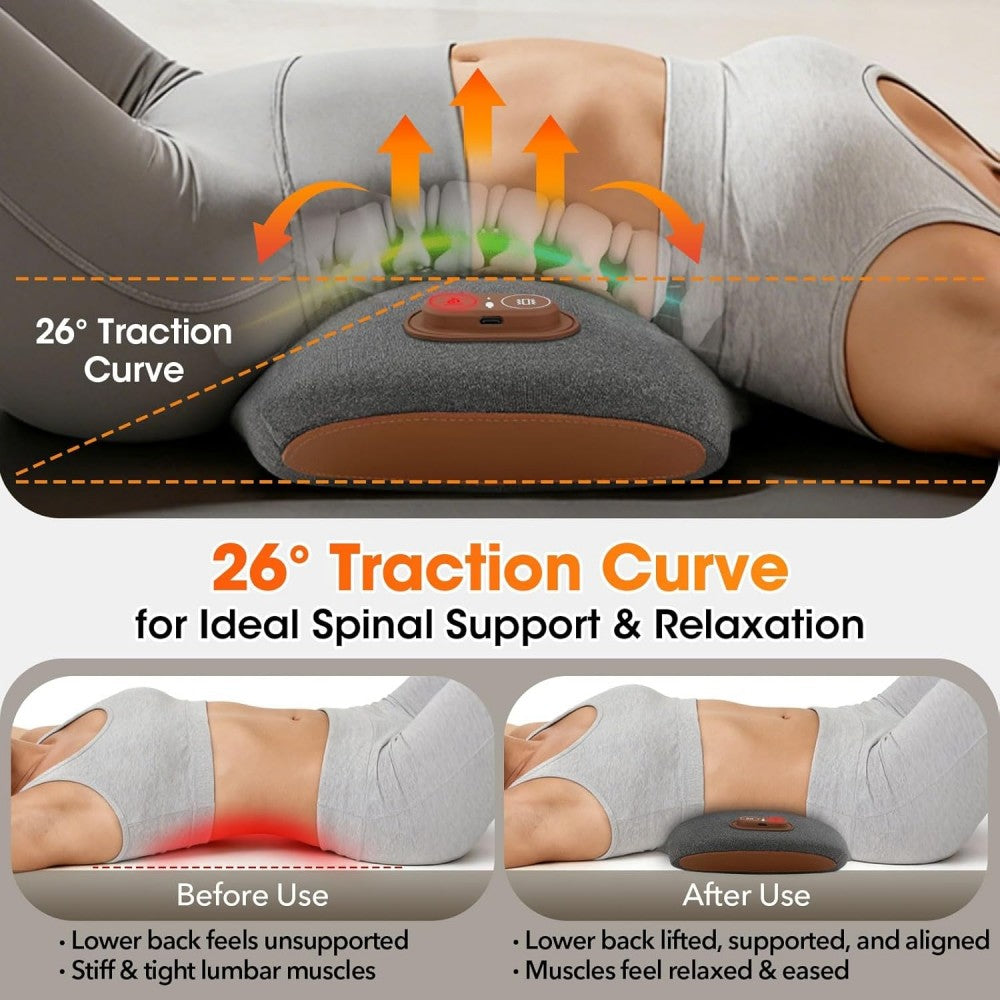 Morfone 3-in-1 Electric Back Heating Massage Lumbar Support Pillow for Car, Home, and Office Use