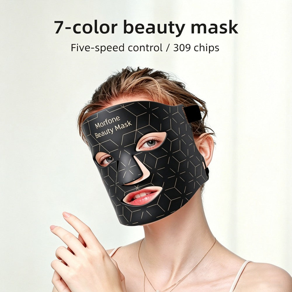 Morfone  7-in-1 LED Face Mask Light Therapy Mask  Rechargeable Face Care Device