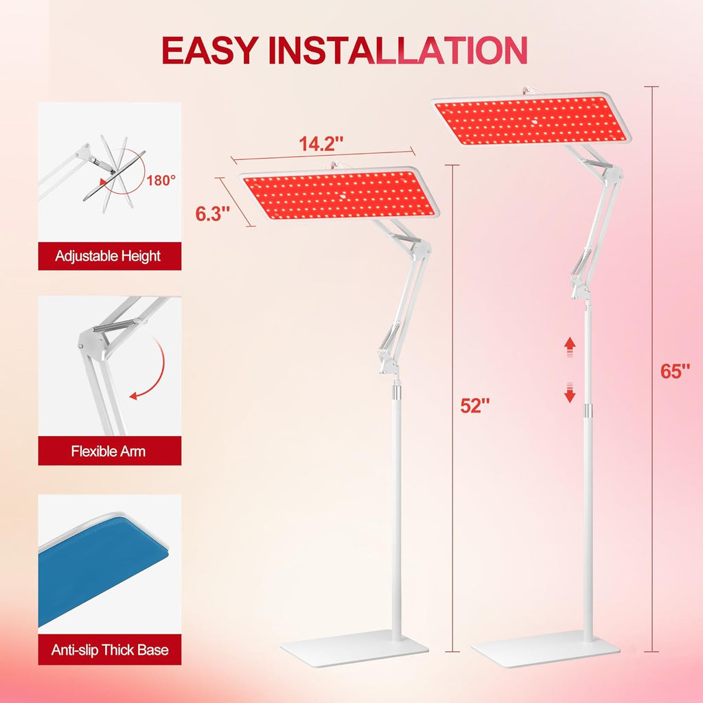 Morfone Red Light Lamp for Body Face,660nm 850nm 940nm Infrared Light device with Large Panel and Adjustable Stand, Gift for Women Mom Men,White