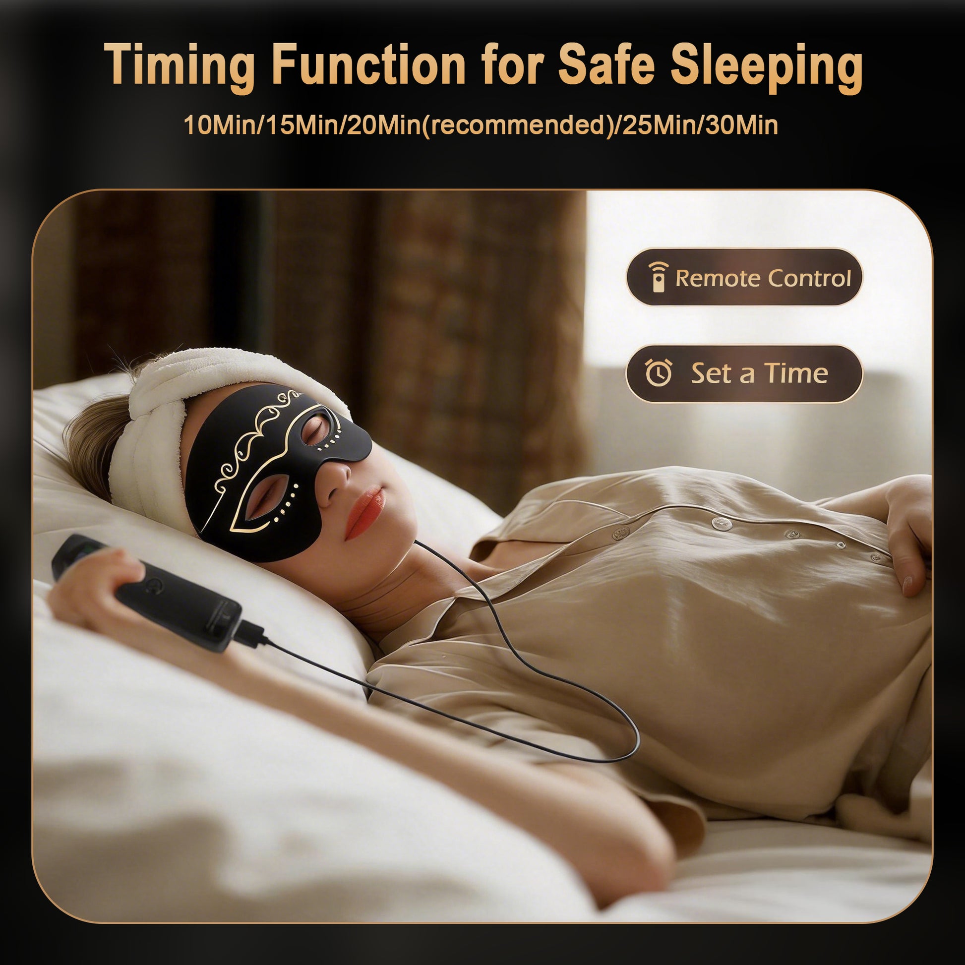 Red Light Therapy for Eyes, 4 Modes Under-Eye Infrared Red Light Eye Mask, Portable Eye Massager for Men Women (Black)