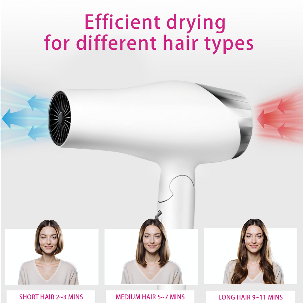 Morfone White 9-piece foldable hair dryer set. Portable hair styling tool for home, travel or business trips. Can be used as a gift set