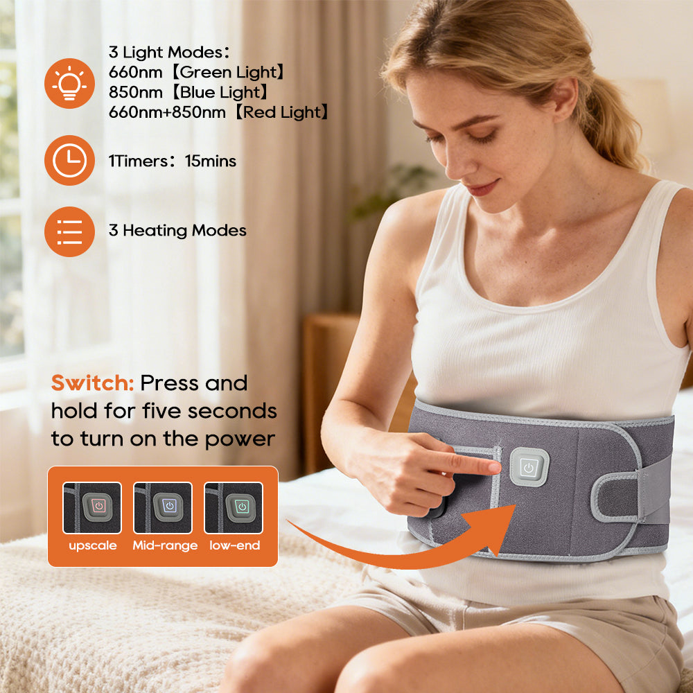 Morfone 660nm Infrared LED Therapy Heating Belt - Suitable for use on the back, knees, waist, and other areas