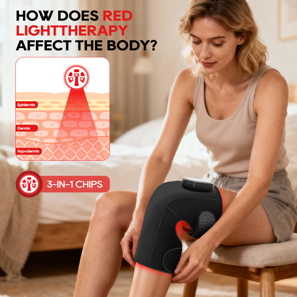 Morfone 5000mAh 660nm 850nm Infrared Red Light Therapy Device Knee Therapy Wrap 3 Vibration Modes & 4 Heating Levels