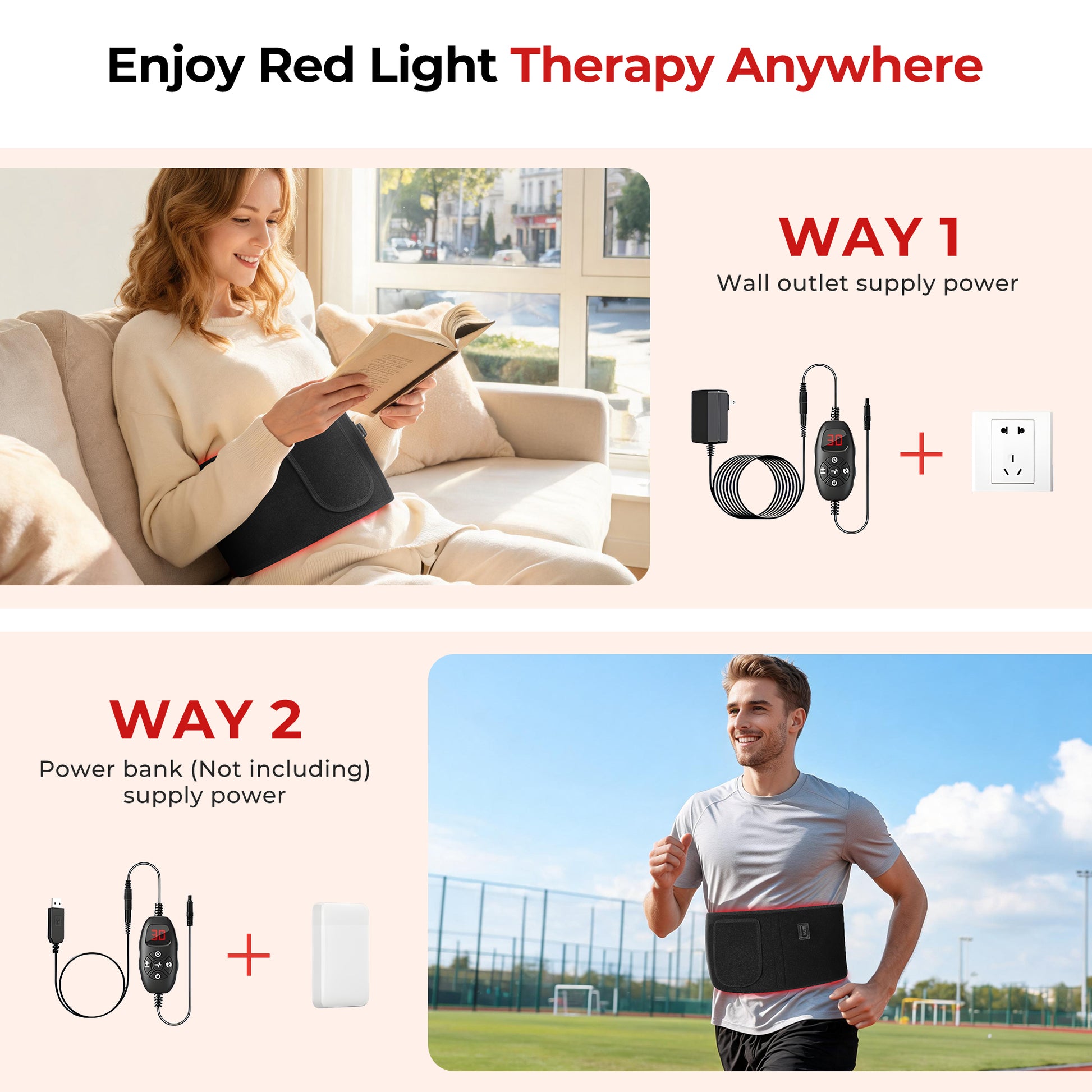 Morfone Red Light Belt for the Body, 660nm and 850nm Infrared Light Wrap, Red Light Pad Mat for Back, Shoulders, Waist, and Knees, Gift for Women Men Fathers Day