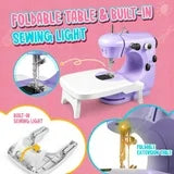 Mini Sewing Machine with Extension Table, Dual Speed Portable Sewing Machine for Beginners with Light, Sewing Kit for Household Use, Blue(Green)